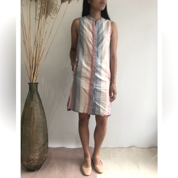 Melissa Nepton Striped Pally Dress 100% Cotton Size Large Canadian Designer - Picture 11 of 13